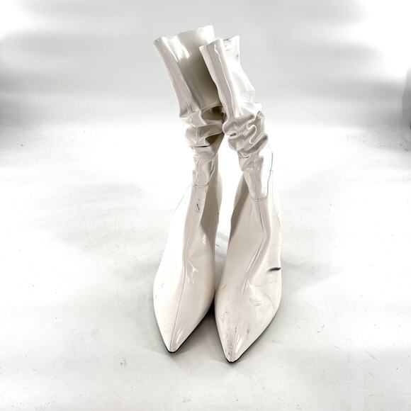 Jeffrey Campbell Guillo Boot 9.5 White Patent Leather Slouchy Mid Calf Heel - Picture 5 of 10